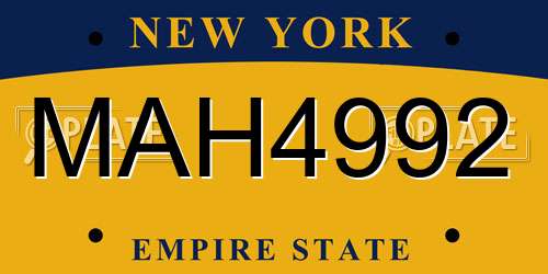 MAH4992 New York License Plate