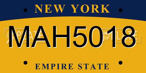 MAH5018 New York License Plate