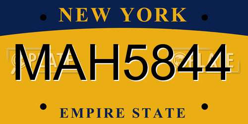 MAH5844 New York License Plate