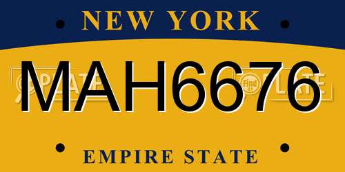 MAH6676 New York License Plate