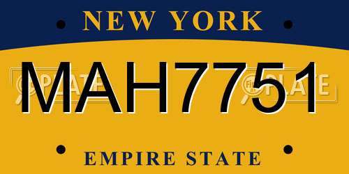 MAH7751 New York License Plate