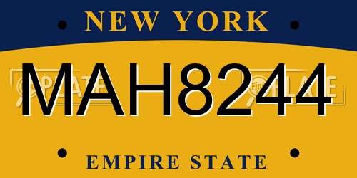 MAH8244 New York License Plate