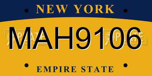 MAH9106 New York License Plate