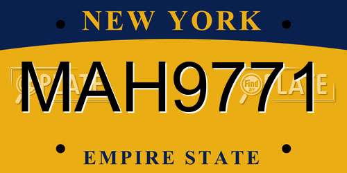 MAH9771 New York License Plate