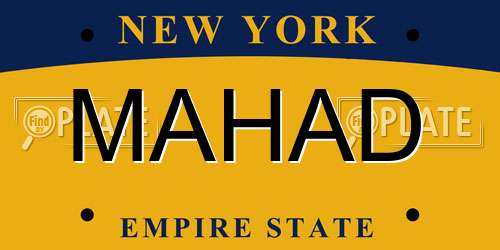MAHAD New York License Plate