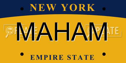 MAHAM New York License Plate