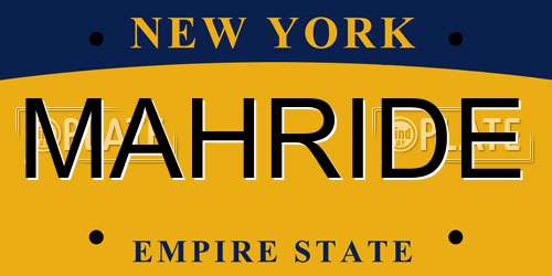 MAHRIDE New York License Plate