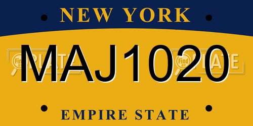 MAJ1020 New York License Plate