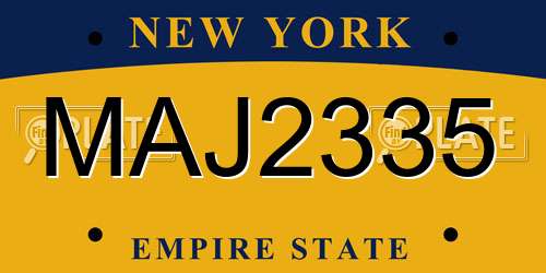 MAJ2335 New York License Plate