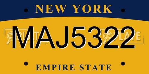 MAJ5322 New York License Plate