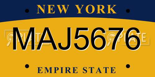 MAJ5676 New York License Plate