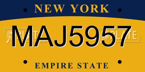 MAJ5957 New York License Plate