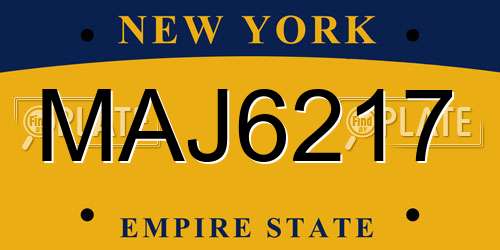 MAJ6217 New York License Plate