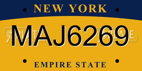 MAJ6269 New York License Plate