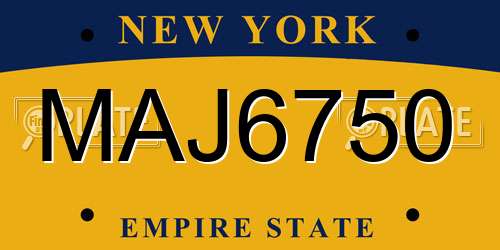 MAJ6750 New York License Plate