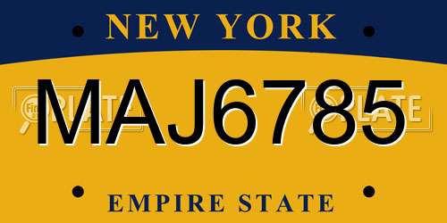 MAJ6785 New York License Plate