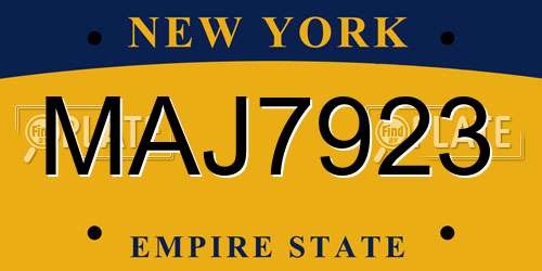 MAJ7923 New York License Plate