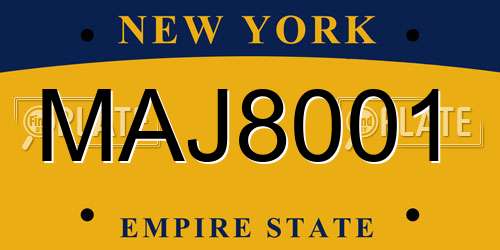 MAJ8001 New York License Plate