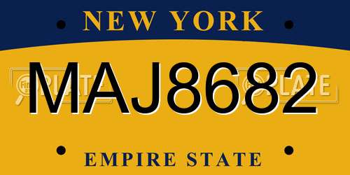 MAJ8682 New York License Plate