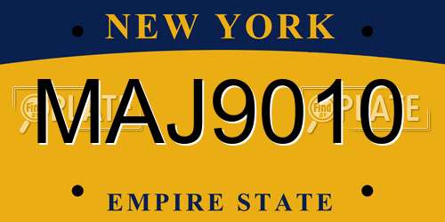 MAJ9010 New York License Plate