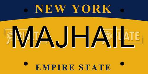 MAJHAIL New York License Plate