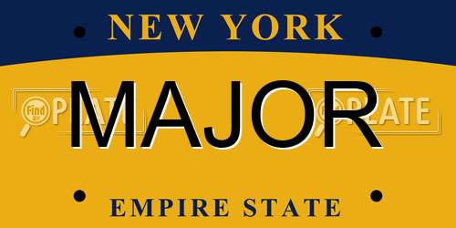 MAJOR New York License Plate