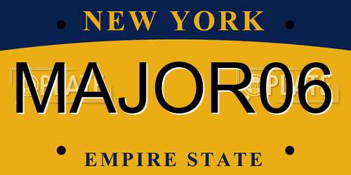 MAJOR06 New York License Plate