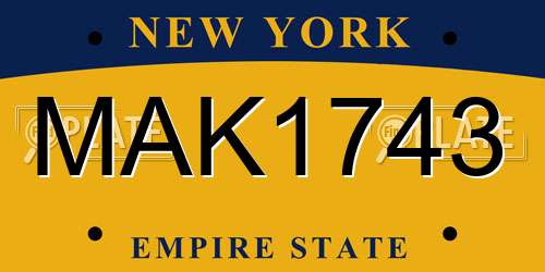 MAK1743 New York License Plate