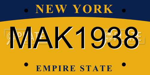 MAK1938 New York License Plate