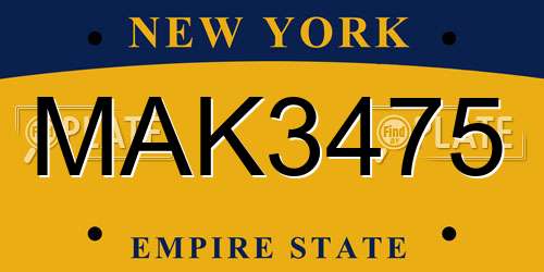 MAK3475 New York License Plate