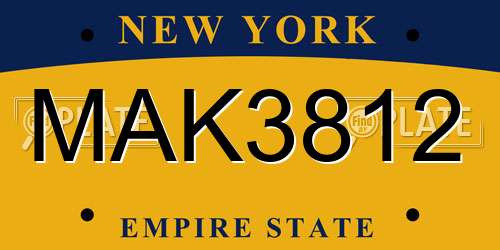 MAK3812 New York License Plate