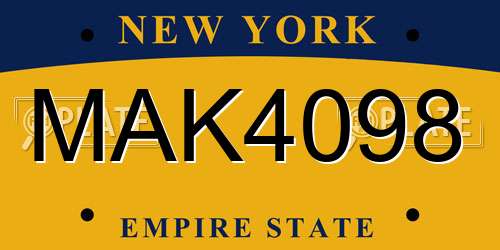 MAK4098 New York License Plate