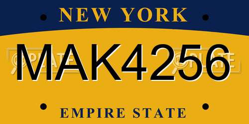 MAK4256 New York License Plate