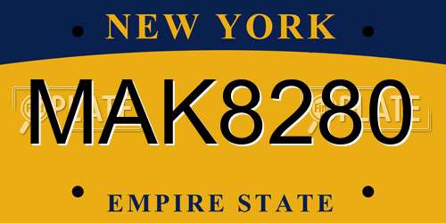 MAK8280 New York License Plate
