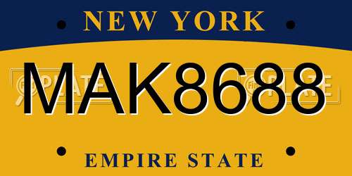 MAK8688 New York License Plate