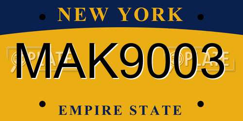 MAK9003 New York License Plate