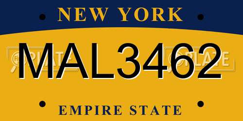 MAL3462 New York License Plate