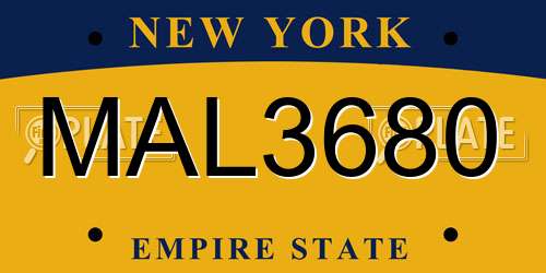 MAL3680 New York License Plate