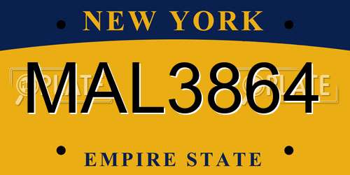 MAL3864 New York License Plate