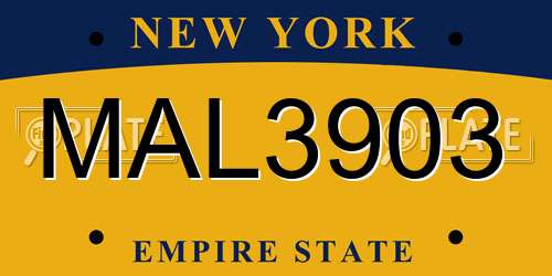 MAL3903 New York License Plate