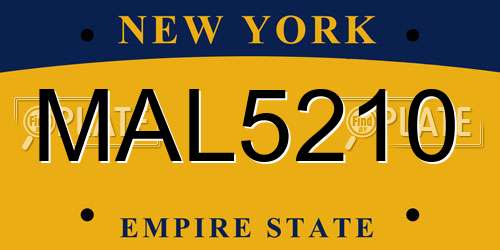 MAL5210 New York License Plate