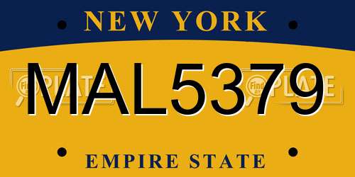 MAL5379 New York License Plate