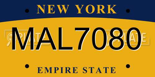 MAL7080 New York License Plate