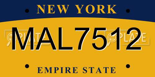 MAL7512 New York License Plate