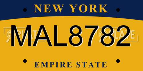 MAL8782 New York License Plate