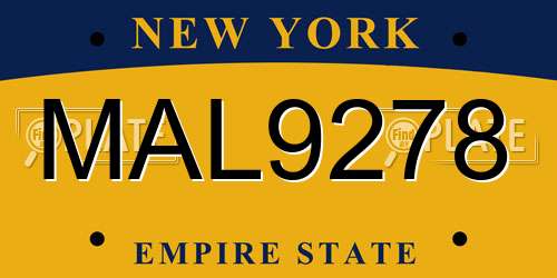 MAL9278 New York License Plate