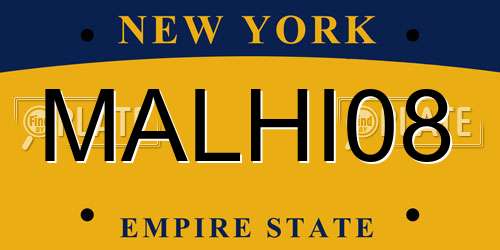 MALHI08 New York License Plate
