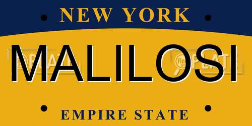 MALILOSI New York License Plate