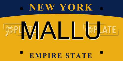 MALLU New York License Plate