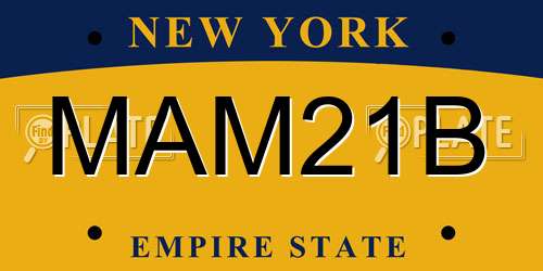 MAM21B New York License Plate